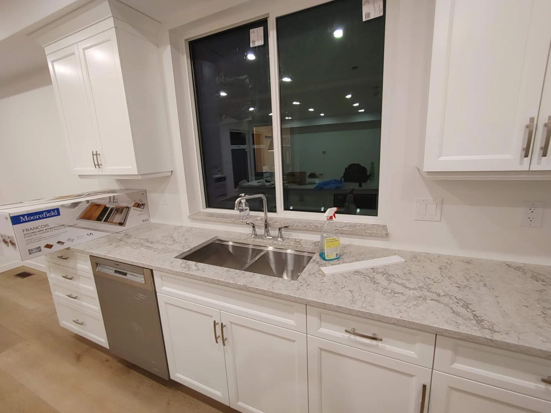 Dishwasher and counter circuits completed in a finished residential kitchen
