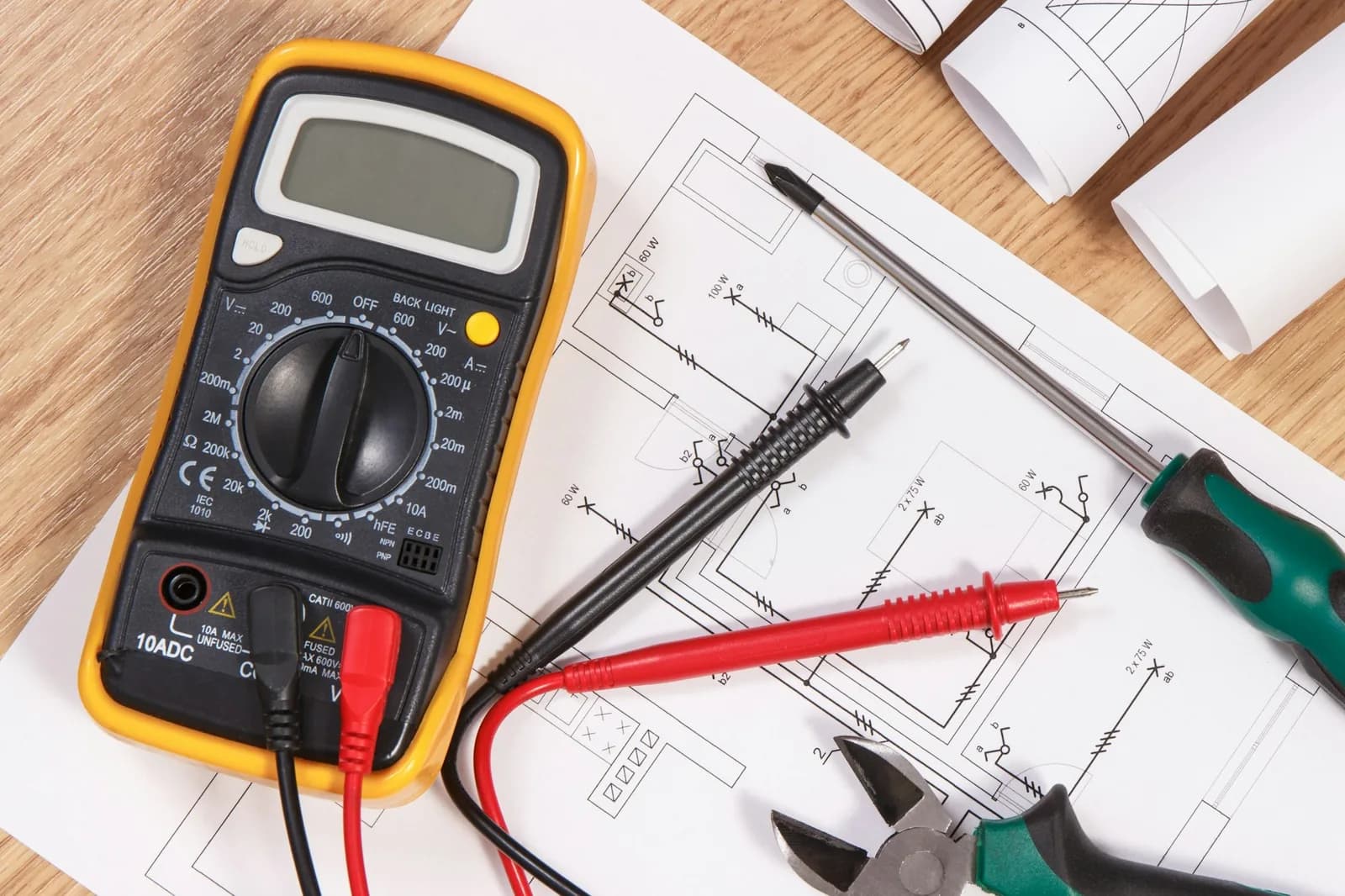 Standby generator installation - electrical drawings multimeter for measurement in electrical installat
