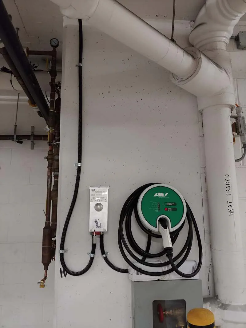 Parkade EV charger and protected electrical supply installation