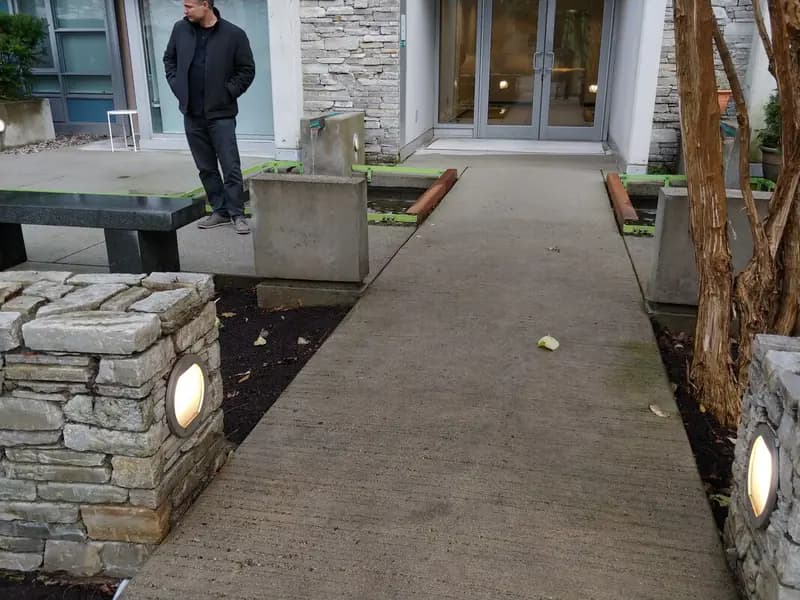 Exterior landscape lighting installation