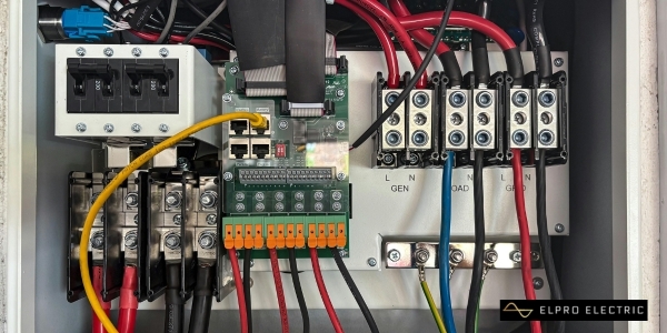 Electrical sub-panel with organized wiring in Vancouver